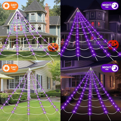 [Brand] Halloween Spider Web 16.4ft with Auto Timer – Safe, No-Flame Decor for Kids' Party and Trick-or-Treat Night