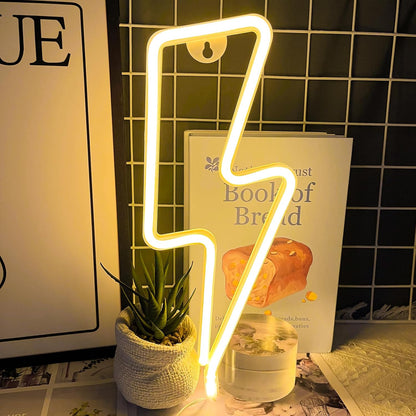 [Brand] Lightning Bolt Neon Sign – Cool-to-Touch Kids Room Wall Decor, Battery or USB Powered LED Light for Nursery and Playroom