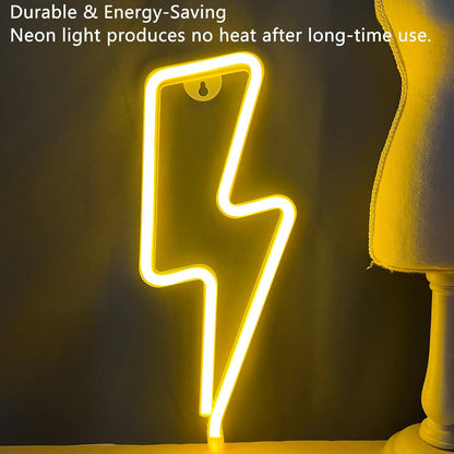 [Brand] Lightning Bolt Neon Sign – Cool-to-Touch Kids Room Wall Decor, Battery or USB Powered LED Light for Nursery and Playroom