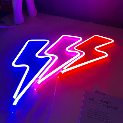 [Brand] Lightning Bolt Neon Sign – Cool-to-Touch Kids Room Wall Decor, Battery or USB Powered LED Light for Nursery and Playroom