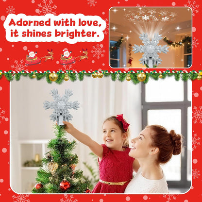 [Brand Name] LED Snowflake Tree Topper Projector – Ready-to-Give Christmas Gift for Mom and Family, Holiday Room Lighting