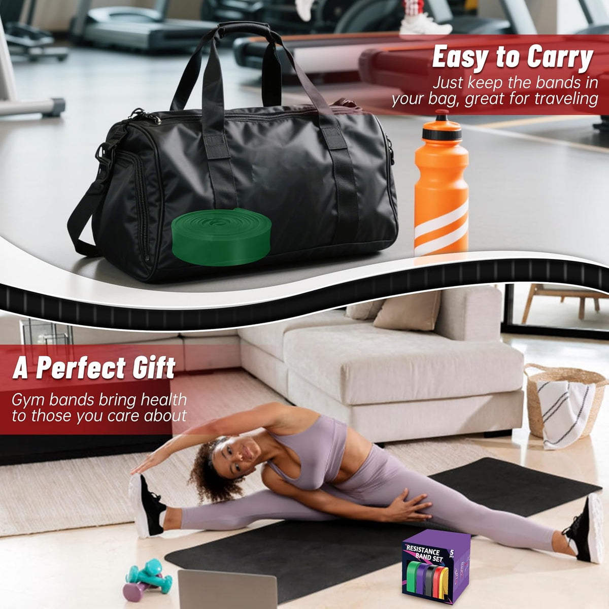 Brand Name Pull-Up Assistance Band Stack – Calming Home Pilates Companion for Slow Flow and Tension Release Workouts