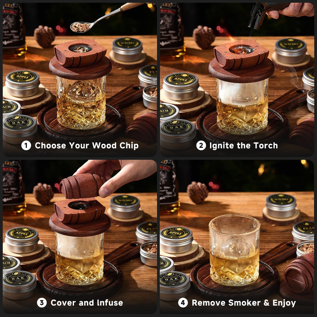 Brand Name Whiskey Smoker Kit with Torch – Birthday Gifts for Women, Mom & Couples Who Love Craft Cocktails at Home