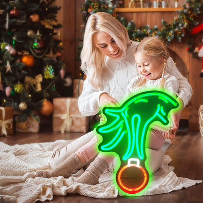 BrandName Christmas Neon Sign Dimmable – Heartfelt Birthday Gift for Women and Mom, Festive Green Wall Light for Home