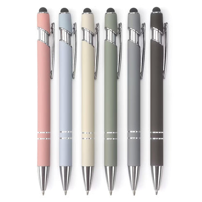 Bribobo Ballpoint Pen 2-in-1 Stylus Retractable Ballpoint Pen with Stylus tip, Metal Stylus Pen for Touch Screens, 1.0 mm Black Ink (Pastel Color) 6 Pack