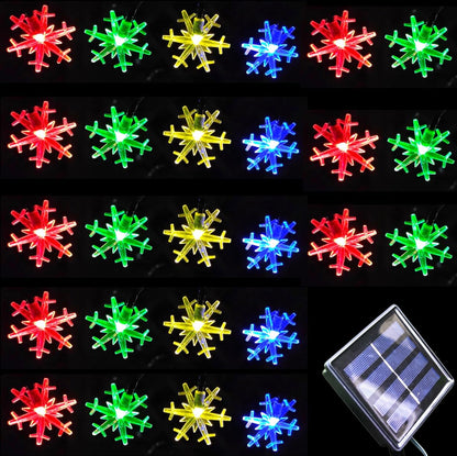 Brightever Solar Snowflake String Lights 20 Ft 30 LED – Weatherproof Patio & Garden Decor for Outdoor Dinners and Camping Nights