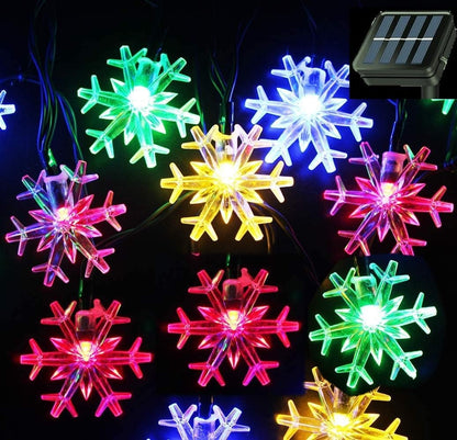Brightever Solar Snowflake String Lights 20 Ft 30 LED – Weatherproof Patio & Garden Decor for Outdoor Dinners and Camping Nights
