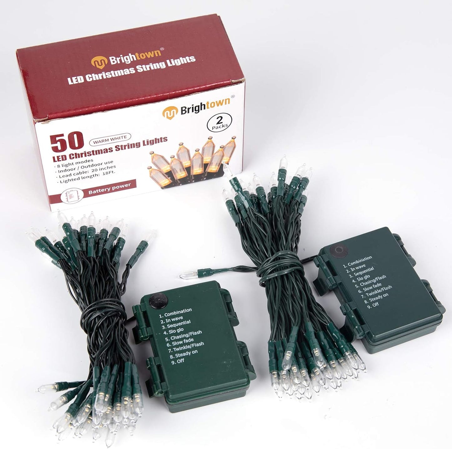 Brightown Battery Fairy Lights for Living Room and Bedroom Decor, 18ft 50 LED Warm White String Lights with 8 Modes for Cozy Aesthetic Ambiance