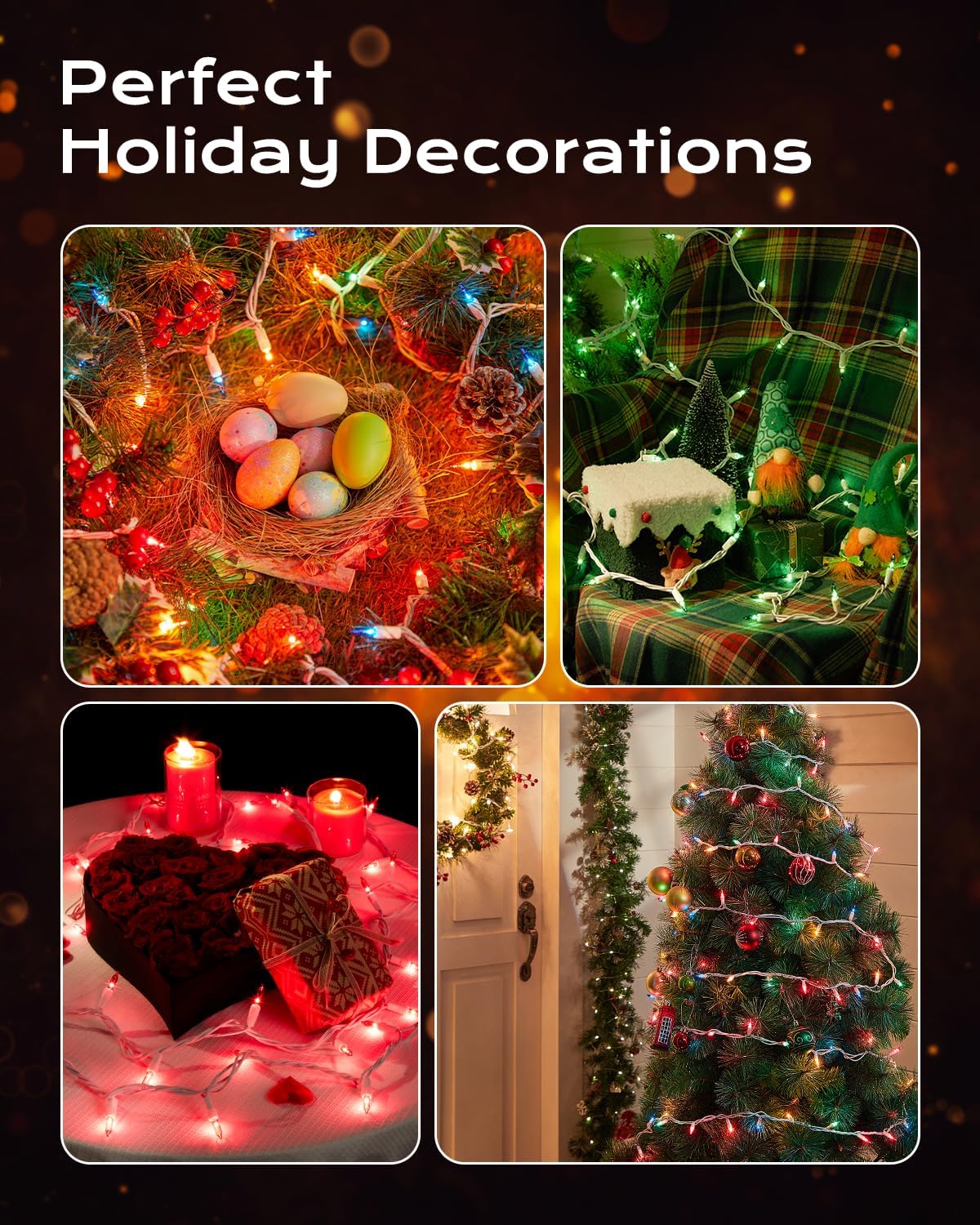 Brightown Christmas Lights – Cozy Living Room String Lights, 25ft Warm White Glow for Holiday Mantel Styling