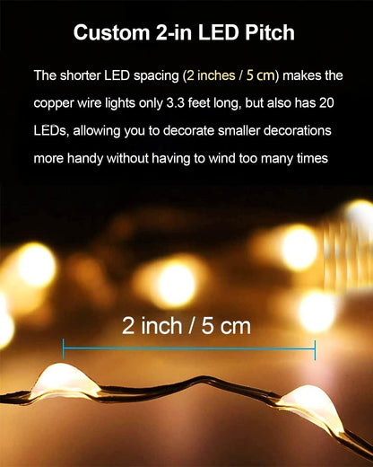 Brightown Fairy Lights Battery Operated – 20 Pack Mini Copper Wire String Lights for Cozy Bedroom and Living Room Ambiance, Warm White Twinkle Lights