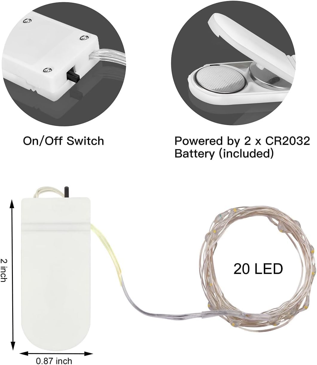 Brightown Mini Fairy Lights Battery Operated – 24 Pack Warm Glow String Lights for Living Room Aesthetic and Cozy Bedroom Decor