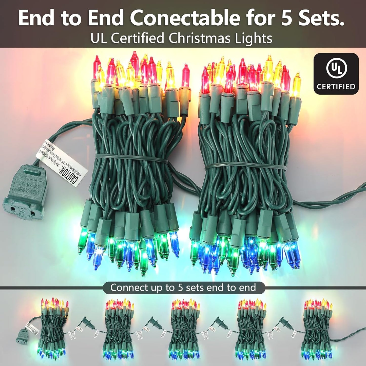 Brightown Multicolor Christmas String Lights 100 Count – Weatherproof Patio Lights for Backyard and Porch Holiday Gatherings