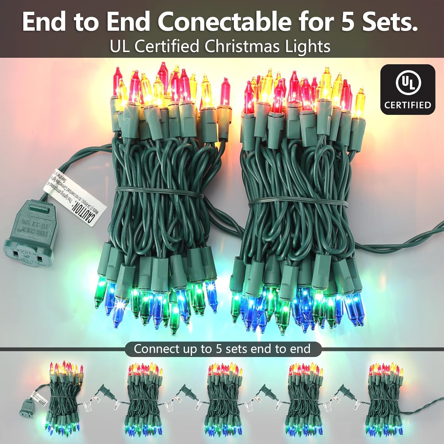 Brightown Multicolor Christmas String Lights 100 Count – Weatherproof Patio Lights for Backyard and Porch Holiday Gatherings