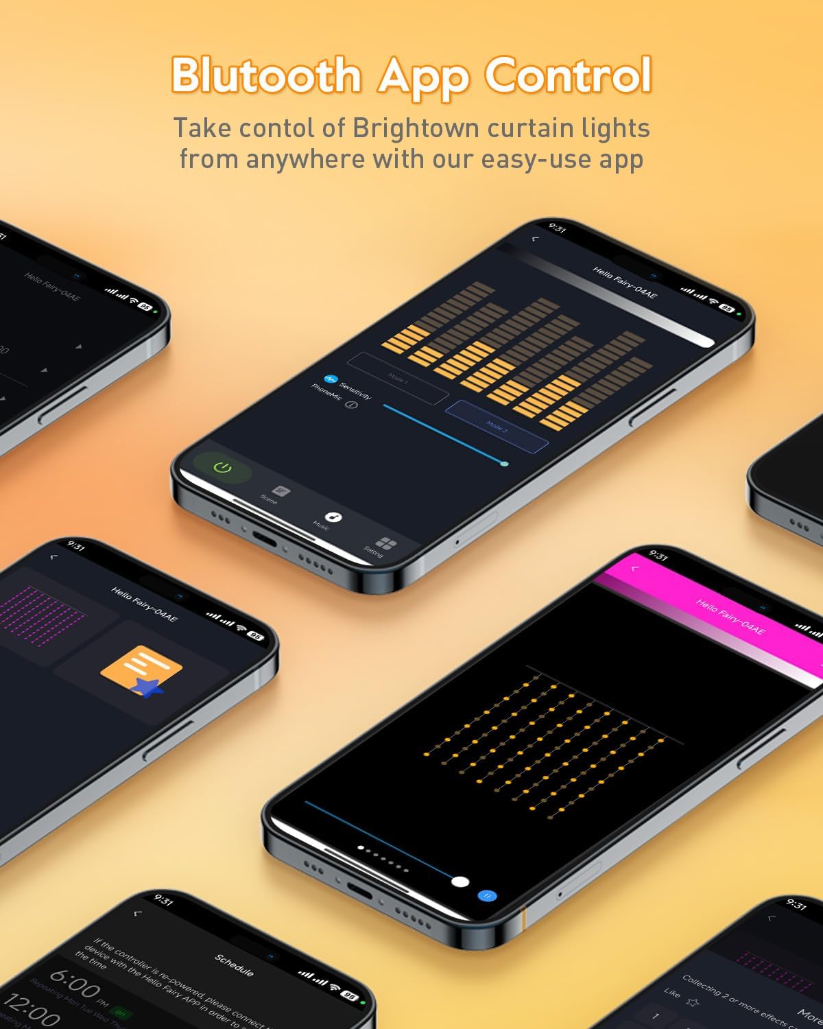 Brightown Smart Curtain Lights – Thoughtful Birthday Gift for Her with Bluetooth App and 8 Twinkle Modes