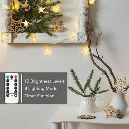 Brightown Star String Lights – Cozy Bedroom Decor for Warm Ambient Glow, 17ft 50 LED Battery Fairy Lights with Remote