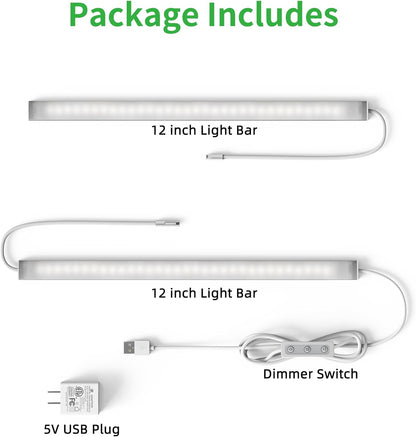 BRIGHTWILL Slim LED Under Cabinet Task Light – Dimmable USB Desk Bar for Home Office Focus and Productivity