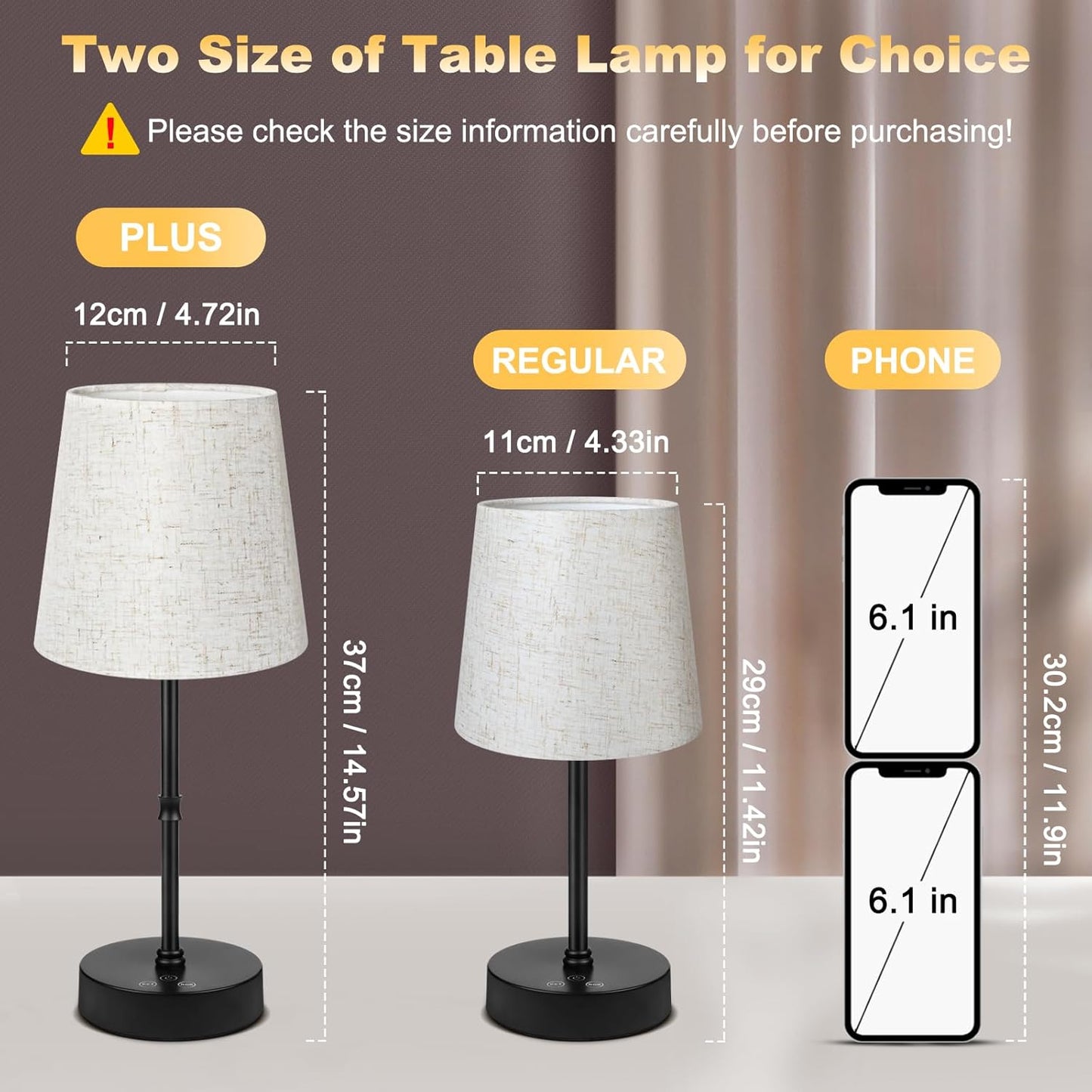 BRIGHTY — Modern Cordless Table Lamp for Living Room Styling, Soft Fabric Shade Accent for Coffee Tables and Entryways