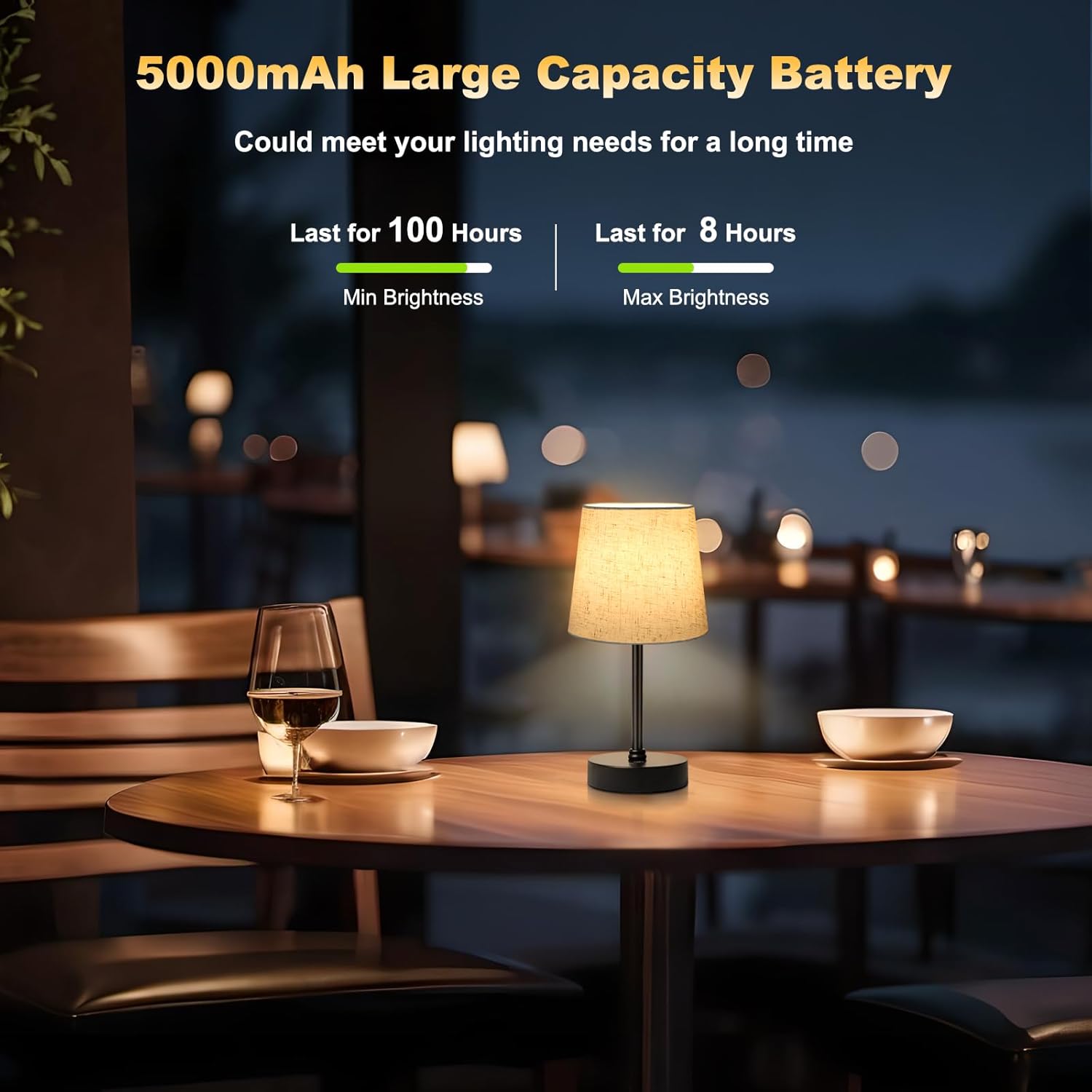 BRIGHTY — Modern Cordless Table Lamp for Living Room Styling, Soft Fabric Shade Accent for Coffee Tables and Entryways