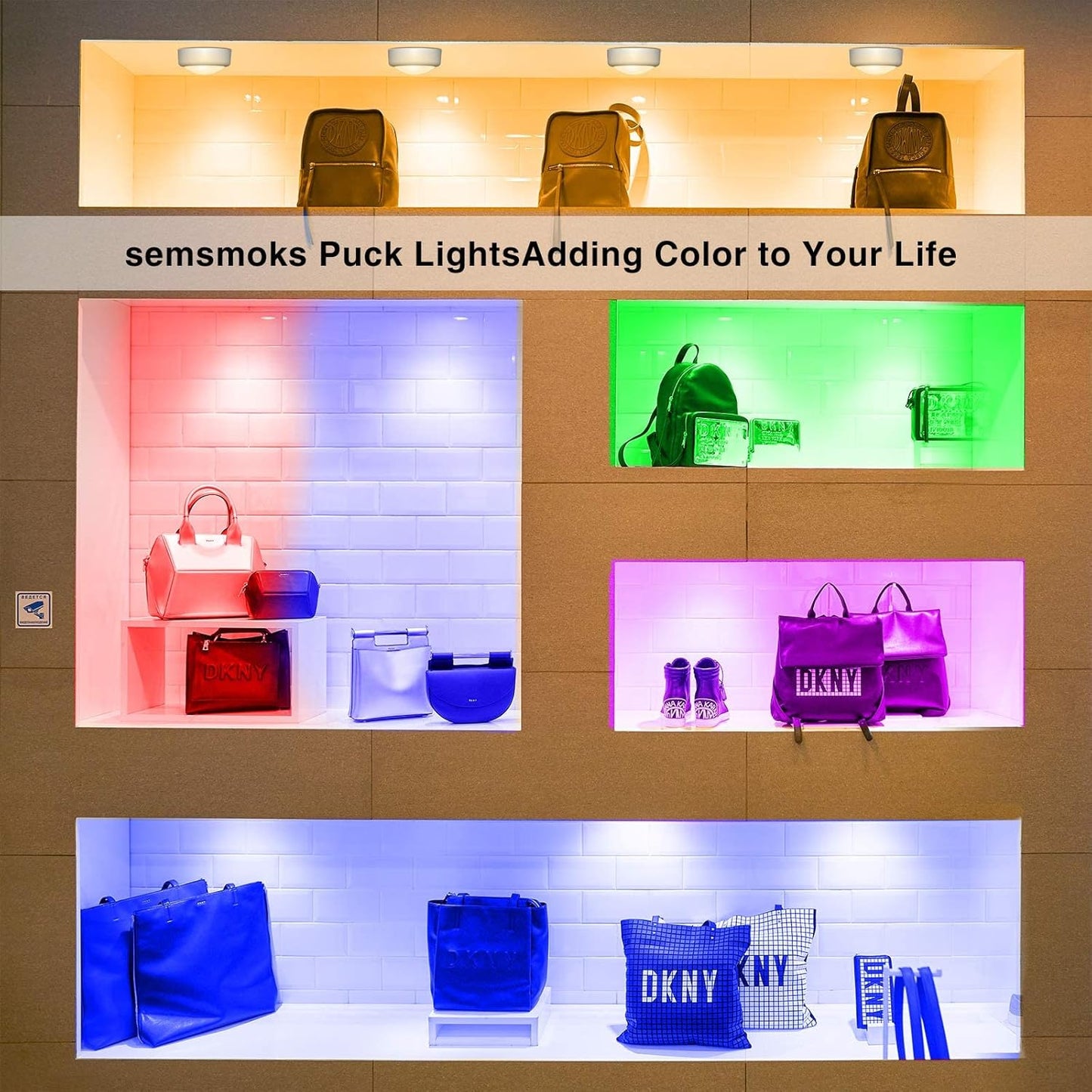 Brilliant Evolution Puck Lights for Cozy Bedroom Ambiance, Color Changing RGB Accent Lighting for Living Room Aesthetic
