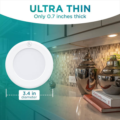 Brilliant Evolution Ultra Thin LED Touch Puck Lights – Clean-Look Stick On Lights for Under Cabinets and Closets, Pack of 2