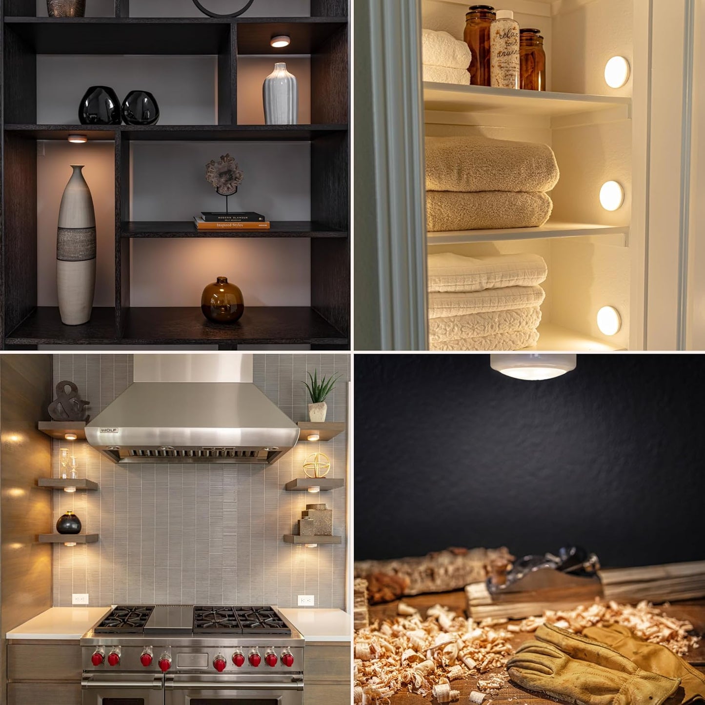 Brilliant Evolution Wireless LED Puck Light 3 Pack – Cozy Bedroom Decor Accent with Warm 3000K Glow