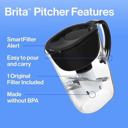 Brita 10-Cup Water Filter Pitcher with SmartLight Indicator – Daily Hydration Ritual for Health-Focused Kitchens, BPA-Free