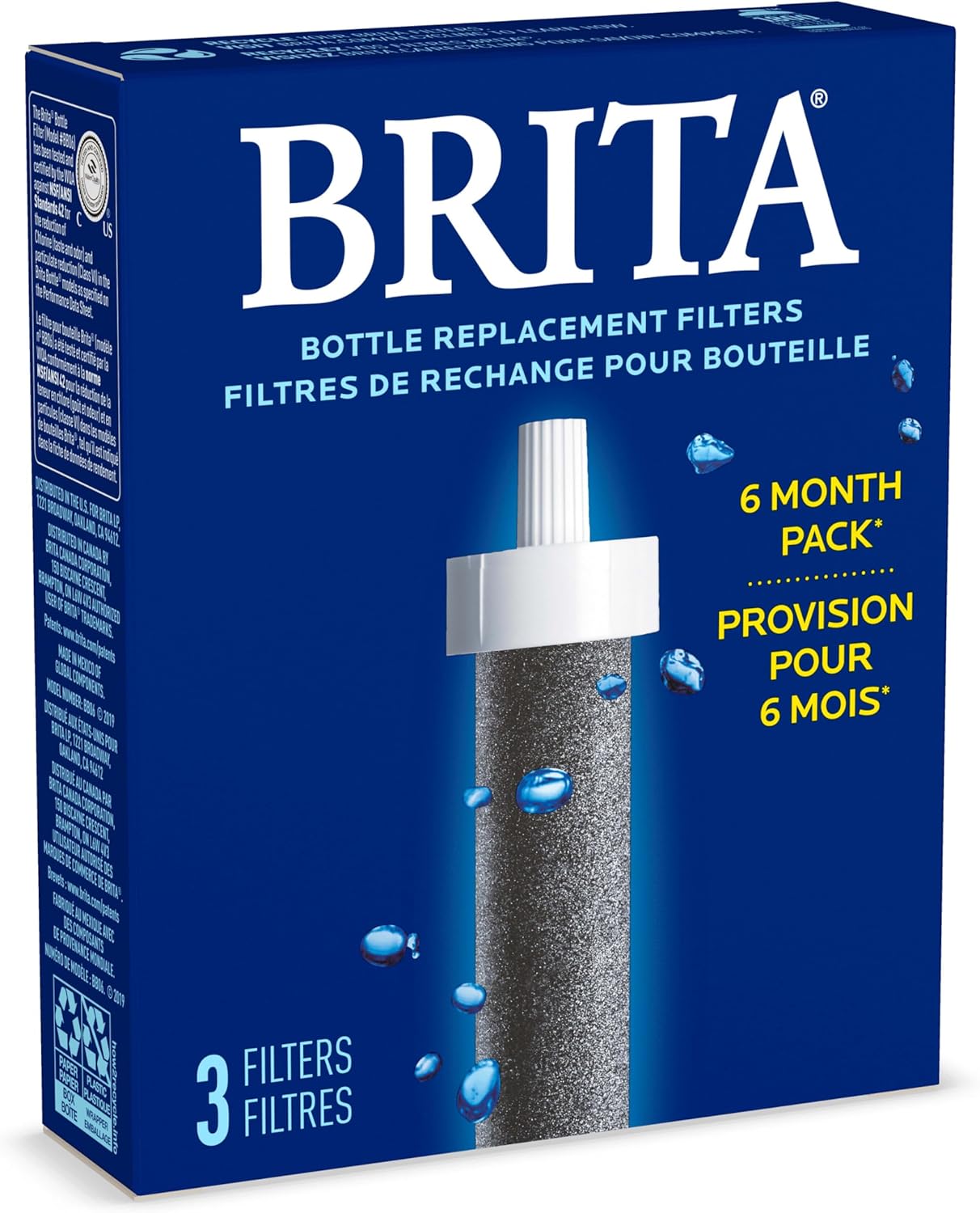 Brita Water Bottle Replacement Filters – Portable Hydration for Camping and Hiking, 3-Pack of BPA-Free Cartridges
