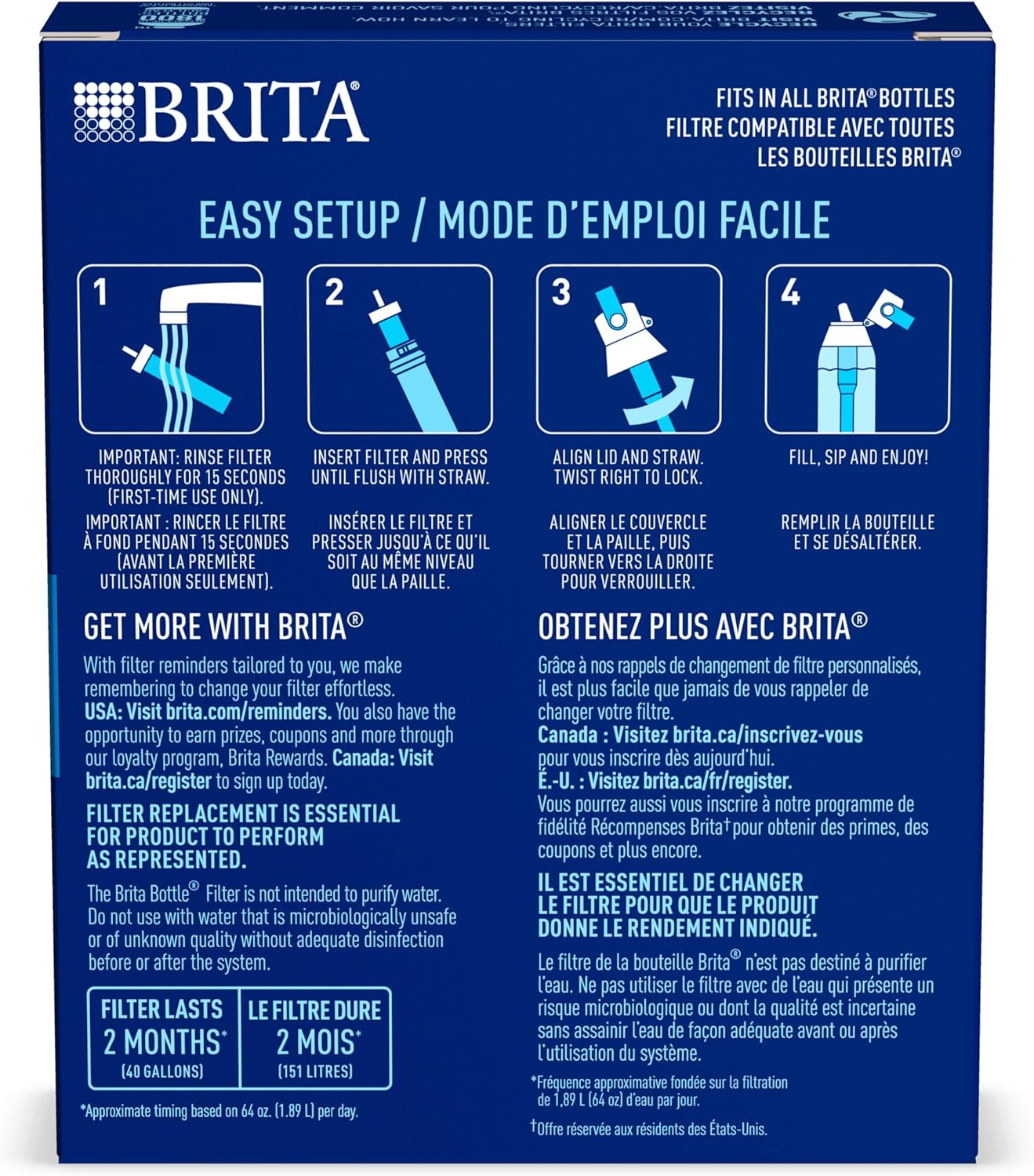 Brita Water Bottle Replacement Filters – Portable Hydration for Camping and Hiking, 3-Pack of BPA-Free Cartridges