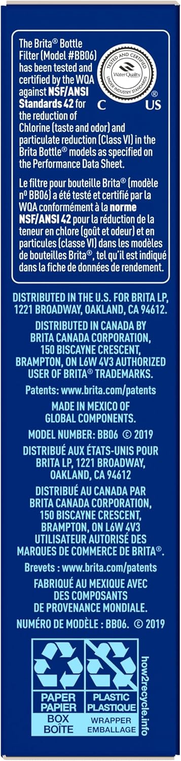 Brita Water Bottle Replacement Filters – Portable Hydration for Camping and Hiking, 3-Pack of BPA-Free Cartridges