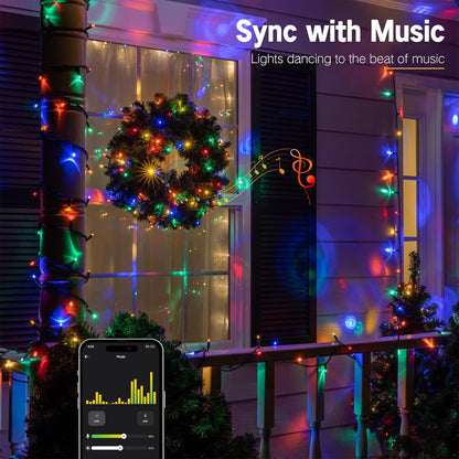 BrizLabs Color Changing Smart Christmas Lights – Bedroom Aesthetic Ambient Lighting with App & Voice Control, 98ft 300 LED Warm White and Multicolor String