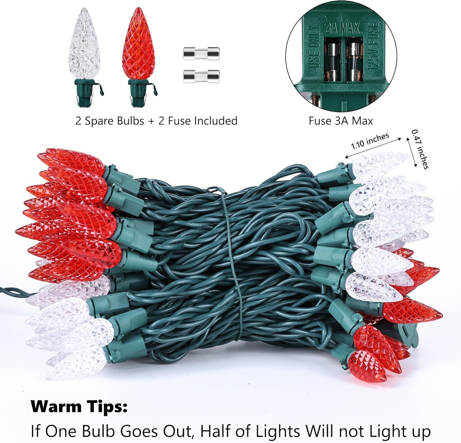 Brizled C5 LED String Lights 33ft – Cozy Bedroom and Living Room Accent Lighting, 12 Color Options
