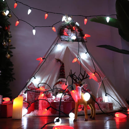 Brizled Faceted C9 Christmas String Lights – Classic Retro Glow for Living Room Mantel and Indoor Tree