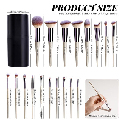 BS-MALL Modern Simple Makeup Brush Set 18 Pcs for Spa-Like Spaces and Neutral Home Aesthetics, Matte Finish Case