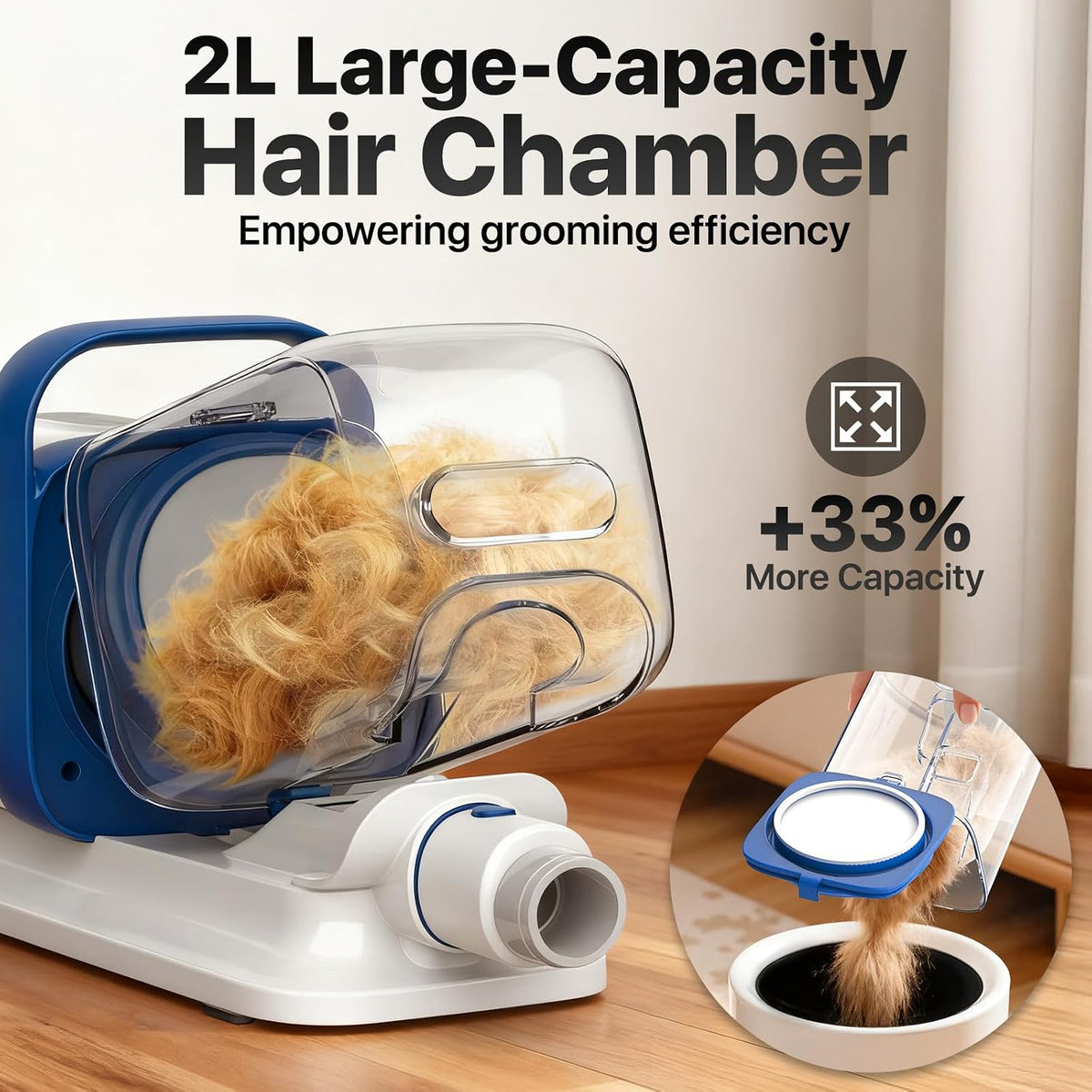 Buenkee Dog Grooming Vacuum Kit – Calming At-Home Coat Care Ritual for Anxious Pets, Low-Noise, White