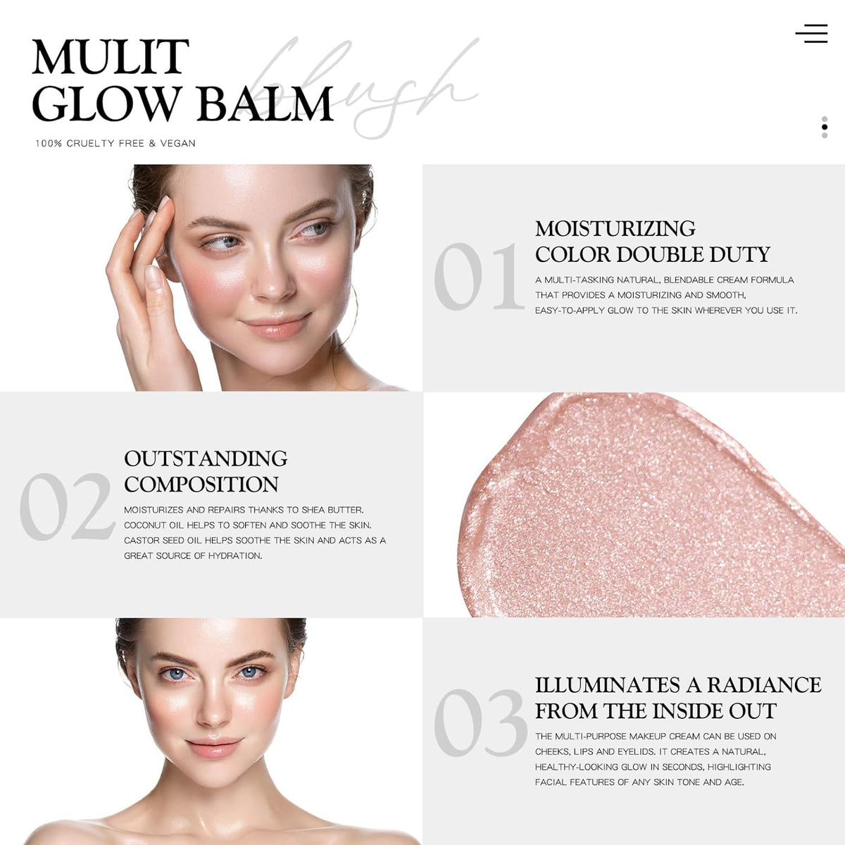buildable, blendable pigment that goes from sheer to more intense with layering
