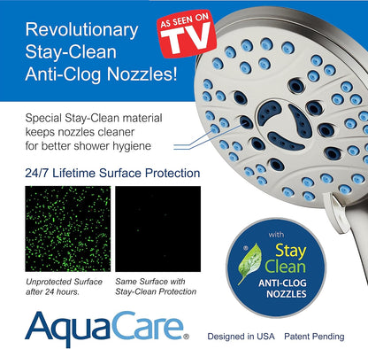 built-in 2-mode power wash toggling between wide fan rinse and point jet blast