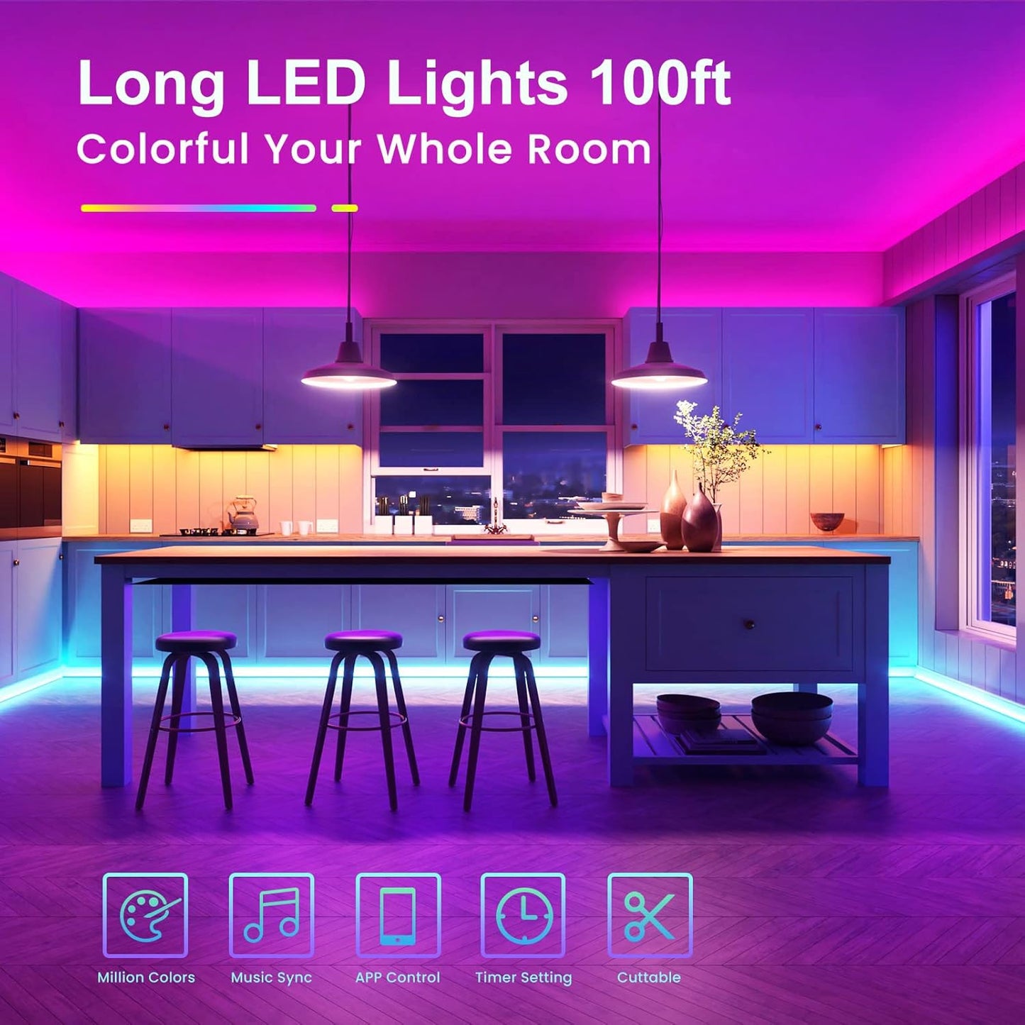 built-in music sync mode and 22 pre-set dynamic patterns