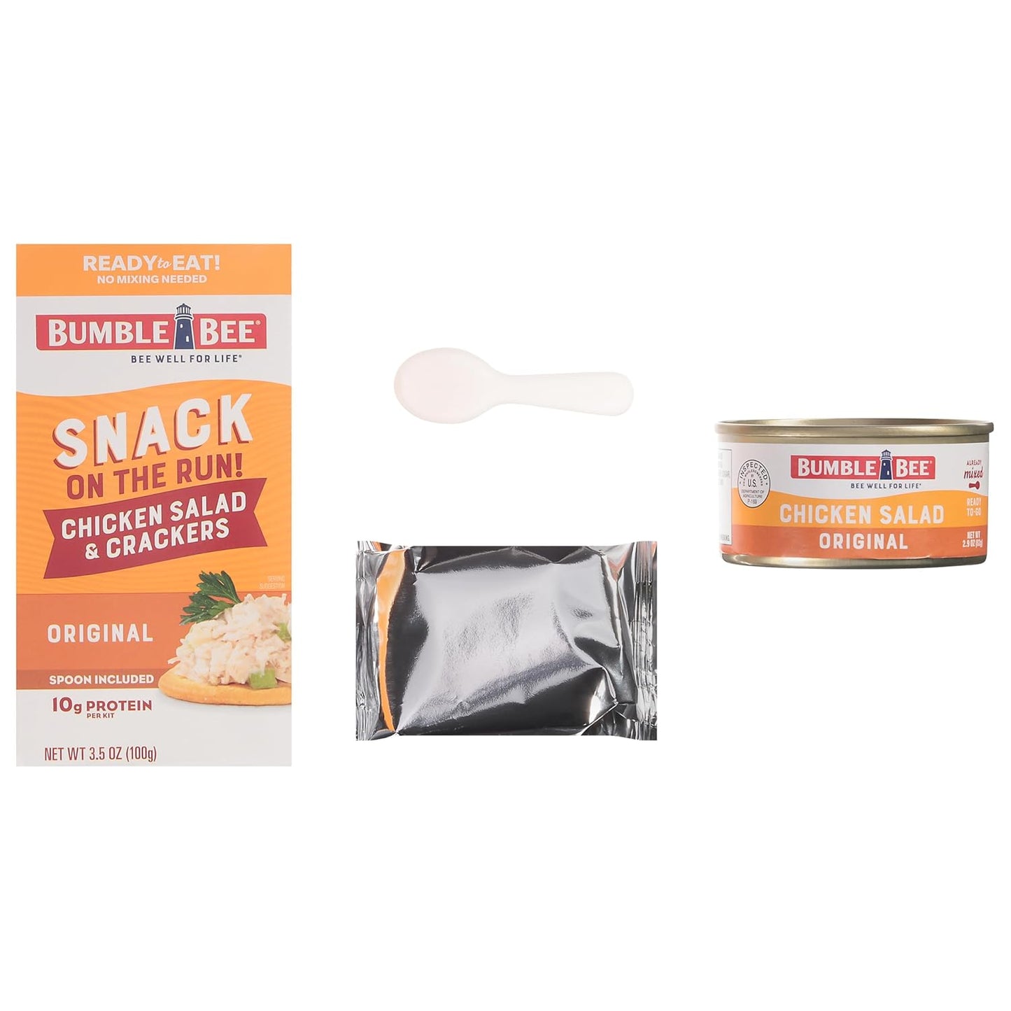 Bumble Bee Snack on the Run Chicken Salad Kit – Quick Desk Lunch for Busy Office Workers, Zero Prep with Spoon Included