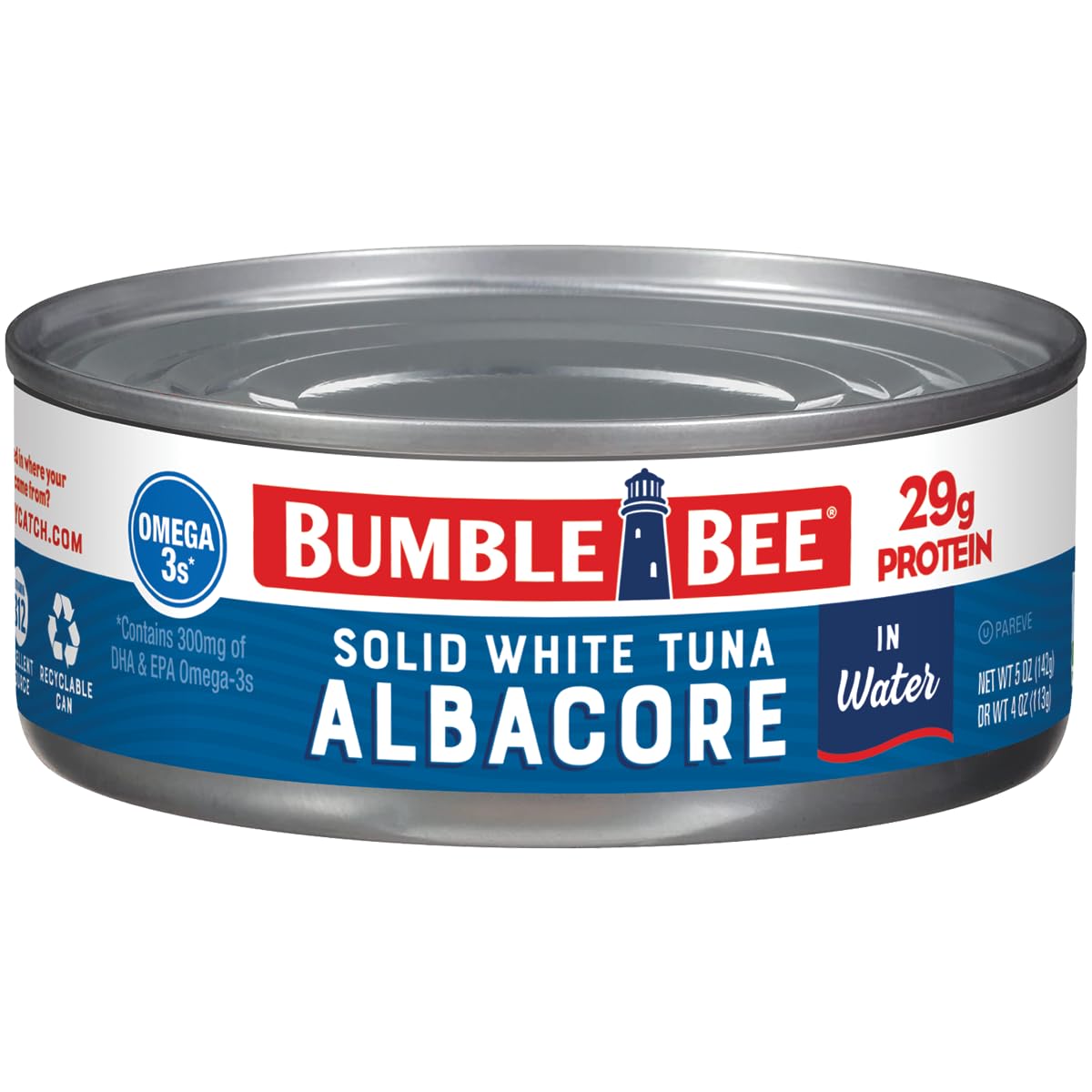 Bumble Bee Solid White Albacore Tuna in Water – Four Ingredient Clean Pantry Essential, 5 oz Recyclable Cans