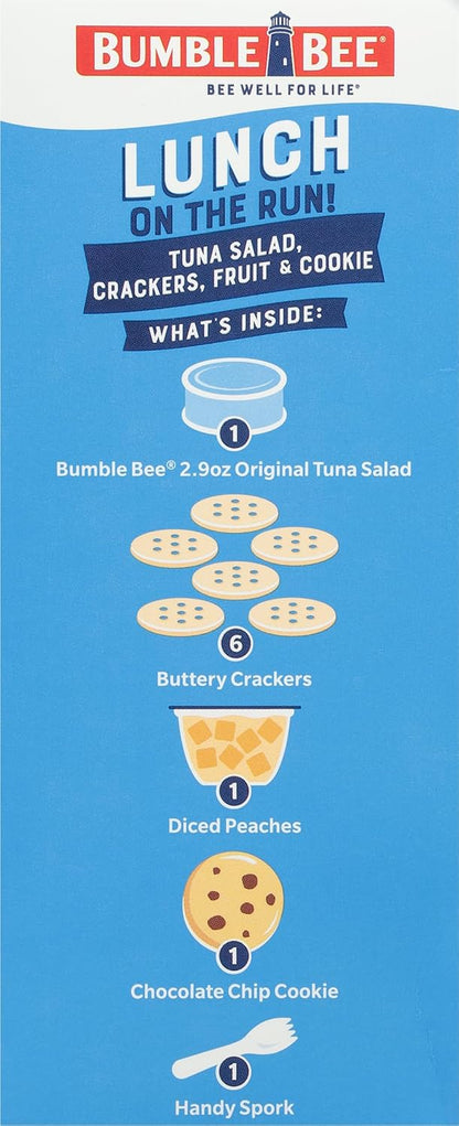 Bumble Bee Tuna Salad Lunch Kit for Camping and Hiking Trip, Shelf Stable Ready to Eat Meal with Crackers, Peaches, and Spork