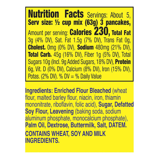 buttermilk pancake formula producing 12 to 15 standard pancakes per container