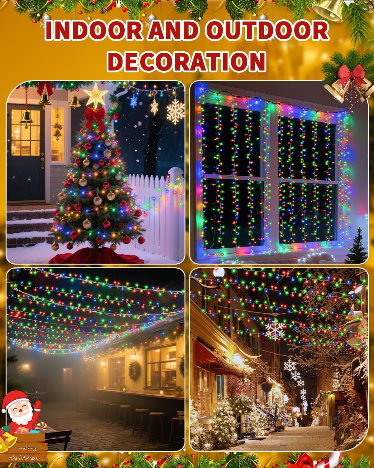 BZBANRN 403ft Outdoor Christmas Lights with Remote Timer, Waterproof Twinkle String for Patio, Camping, and Backyard Parties
