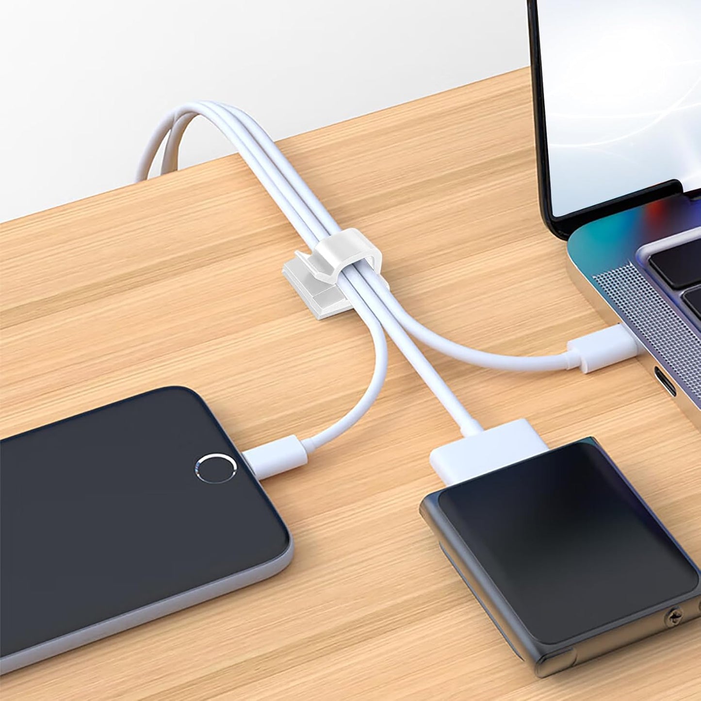 Cable Tidy Co. Adhesive Cable Clips – Minimalist Desk Cord Organizer, Clear Small