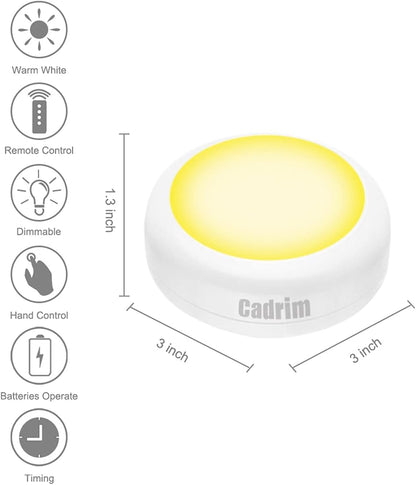 Cadrim Puck Lights - Warm White Accent Lighting for Bedroom Decor and Cozy Living Room Ambiance