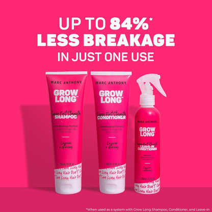 caffeine, ginseng, and vitamin e blend to strengthen strands and reduce breakage