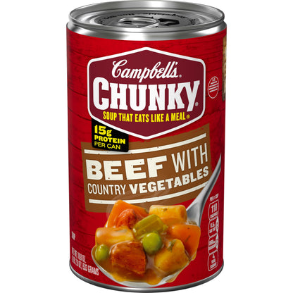 Campbell's Chunky Beef Soup – Easy After-School Microwave Dinner for Hungry Teens, 18.8 Oz Can