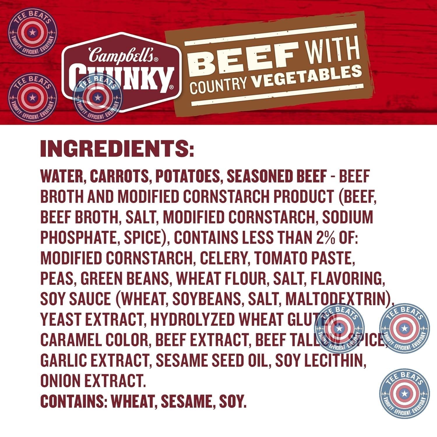 Campbell's Chunky Beef Soup – Easy After-School Microwave Dinner for Hungry Teens, 18.8 Oz Can