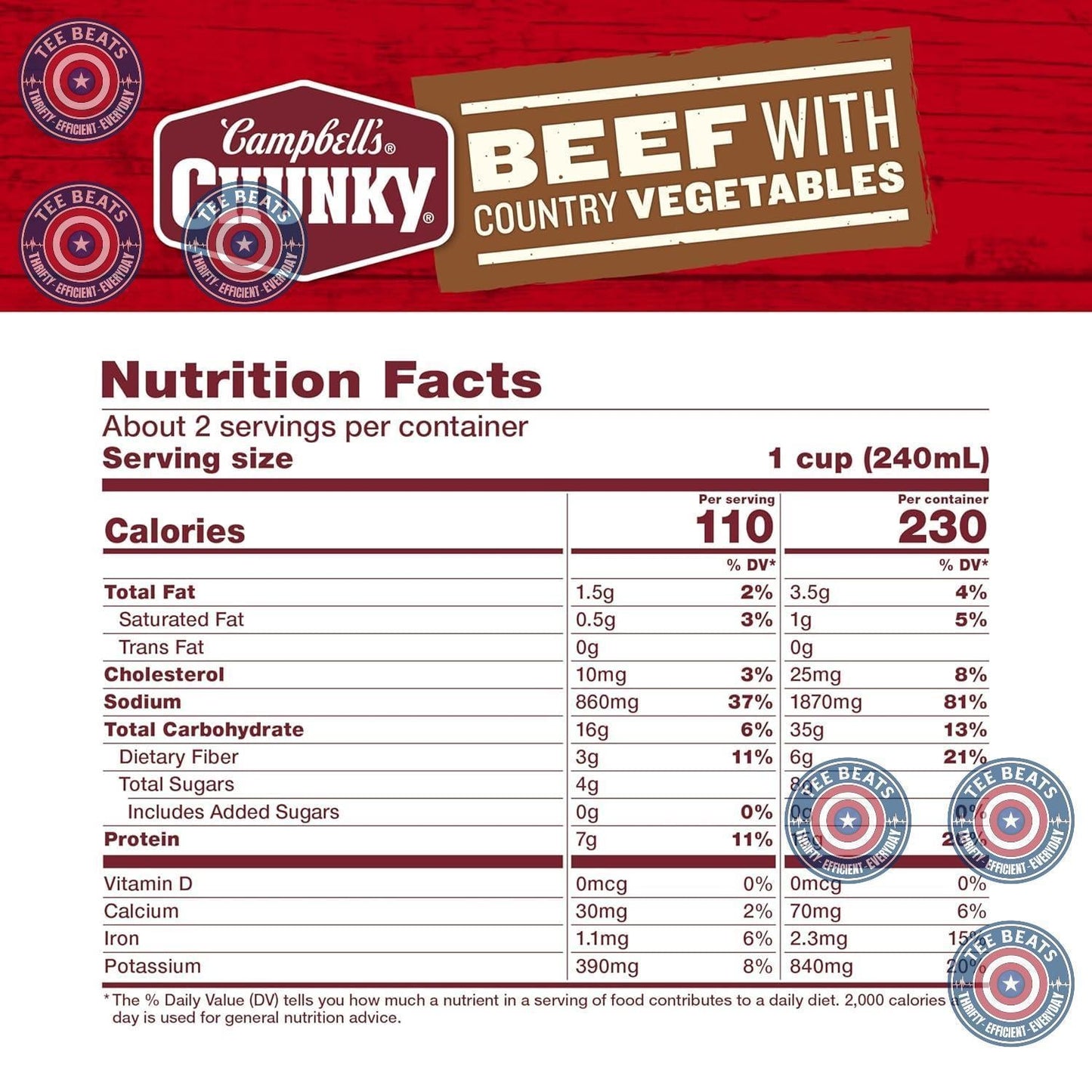 Campbell's Chunky Beef Soup – Easy After-School Microwave Dinner for Hungry Teens, 18.8 Oz Can