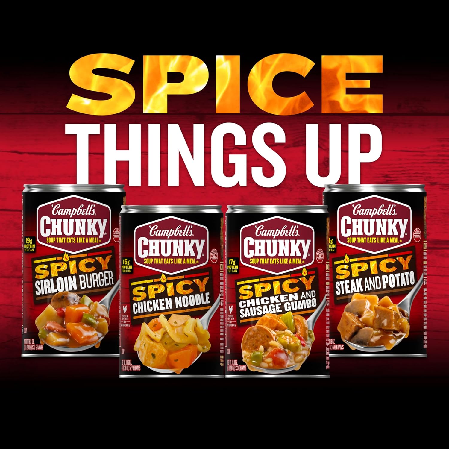 Campbell's Chunky Spicy Sausage Mac Soup, 18.8 oz Can – 18g Protein Hearty Meal for Post-Workout Recovery and Refueling