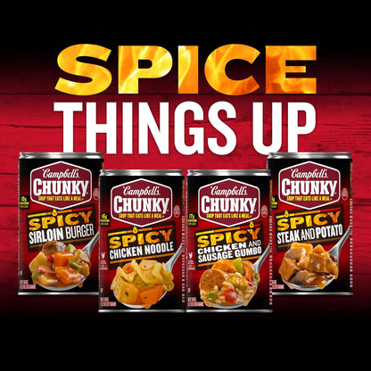 Campbell's Chunky Spicy Sausage Mac Soup, 18.8 oz Can – 18g Protein Hearty Meal for Post-Workout Recovery and Refueling
